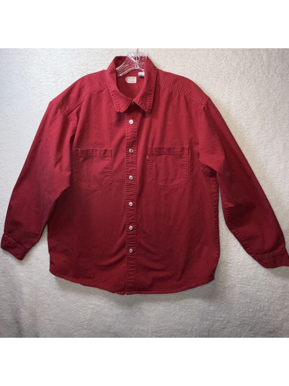 Levis Red Long Sleeve Button-Up Shirt L 100% Cotton Casual Metal Button Y2K